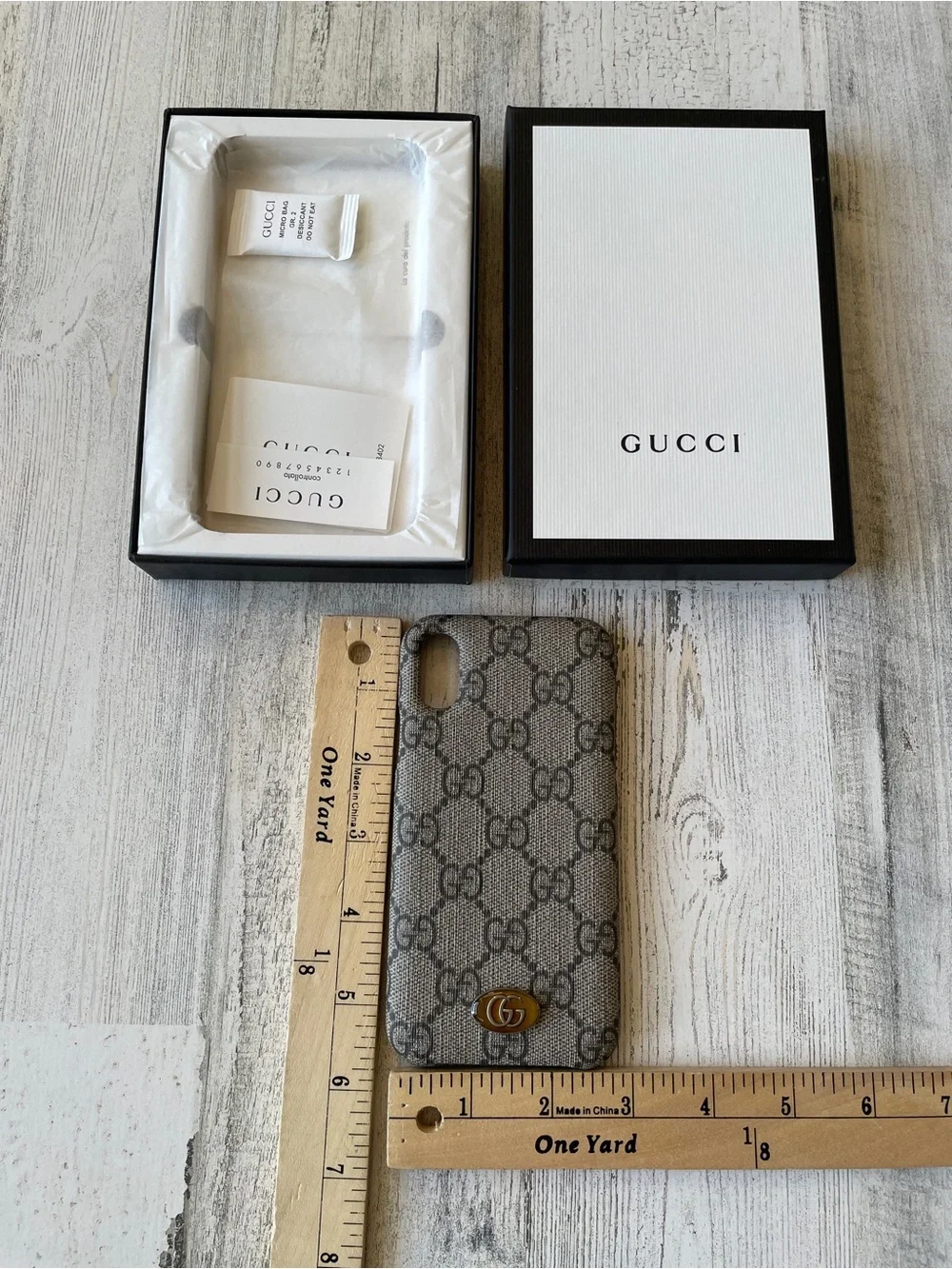 Gucci Tan GG Supreme iPhone X/XS Case with Gold Double GG NEW